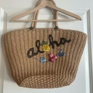 World Market Tan/Cream Woven Tote